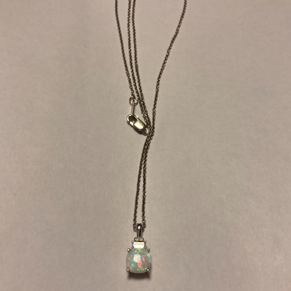 925 Sterling Silver Opal Necklace - Picture 1 of 6